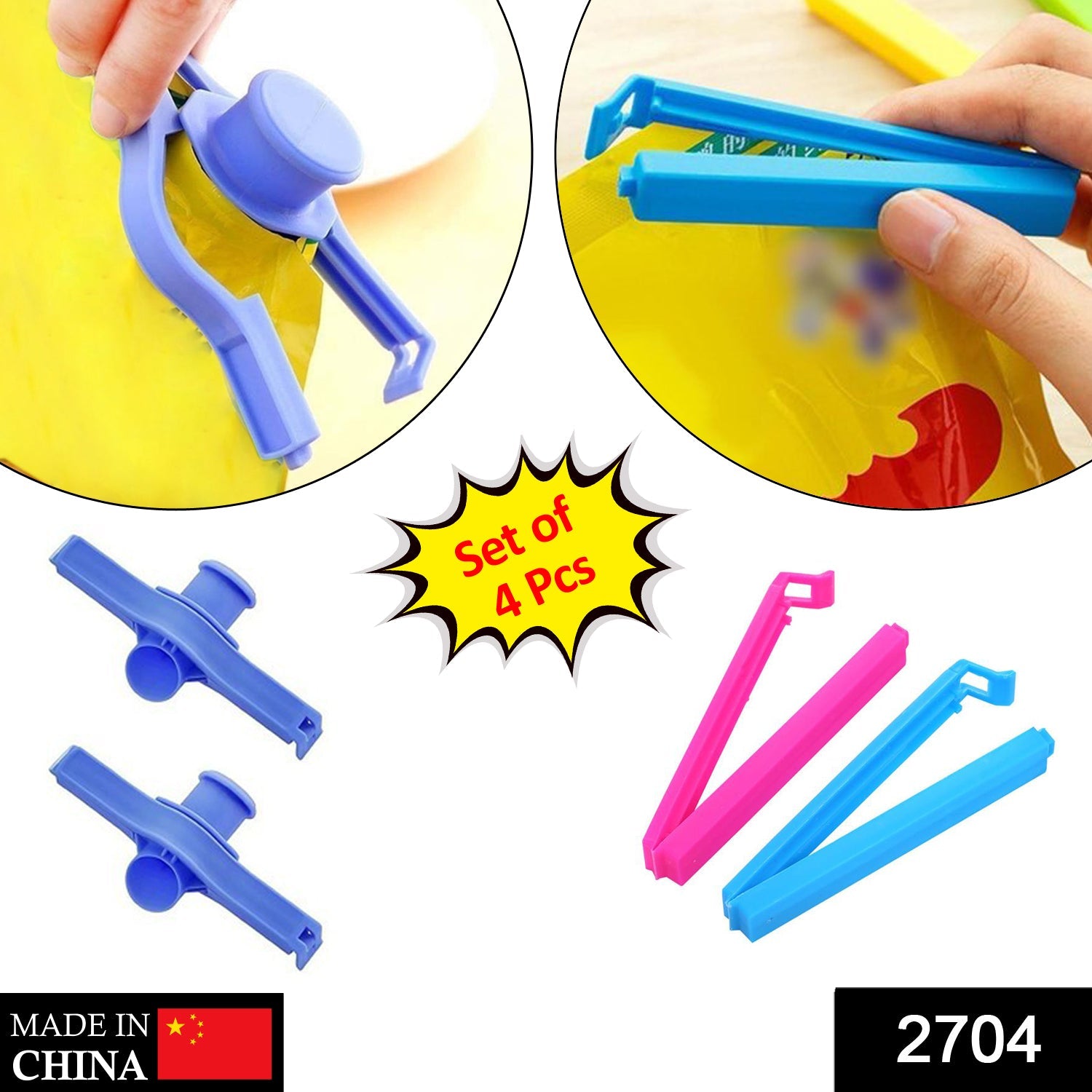 2704 4 Pc Food Sealing Clip used in all kinds of places including household and official, especially for sealing packed food and stuff. 2704 4 Pc Food Sealing Clip used in all kinds of places including household and official, especially for sealing packed food and stuff.